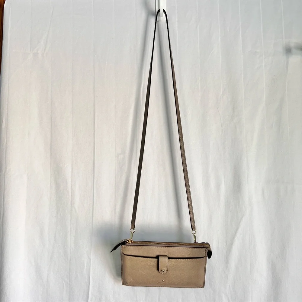 Kate Spade Jackson Small Tab Crossbody, taupe/gray - Picture 3 of 11